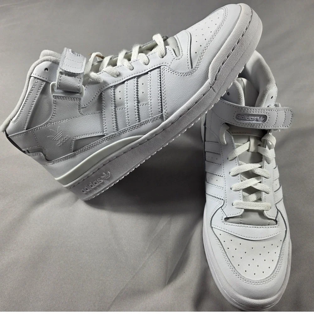 Adidas Forum Mid Men Size 11 Triple White Leather Basketball Sneakers NWOB